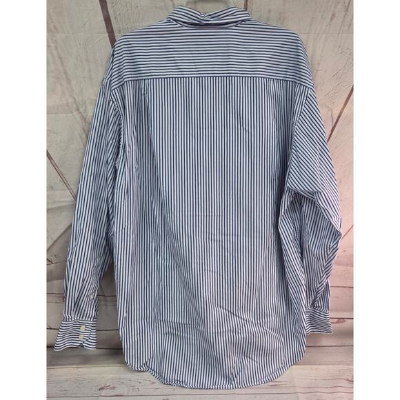 Nautica XXL Blue White Striped Long Sleeve Button Up Shirt - Picture 2 of 6